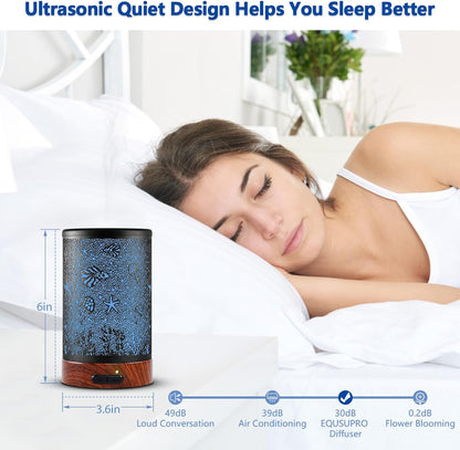 EQUSUPRO Essential Oil Diffuser 300ml Metal Electric Ultrasonic Diffuser for Large Room with Auto Shut-Off, 4 Timer Setting &7 Colors Night Light for Home