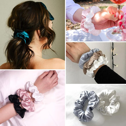 LILYSILK Silk Hair Scrunchies / Ties for Frizz & Breakage Prevention, 100% Mulberry, No Damage, Elastic ponytail Holders, 1Pc, Coffee - Colors A