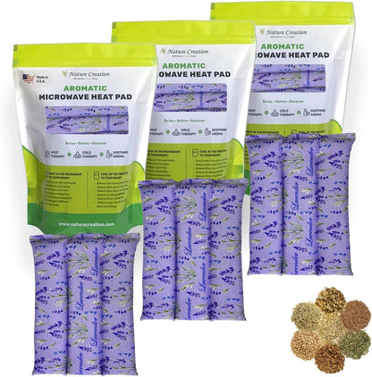 Nature Creation Microwaveable Herbal Heating Pad for Lumbar - Soothing Hot & Cold Therapy Pack for Lower Back- Soothing Relaxation, Warmth and Comfort - Lavender Flowers
