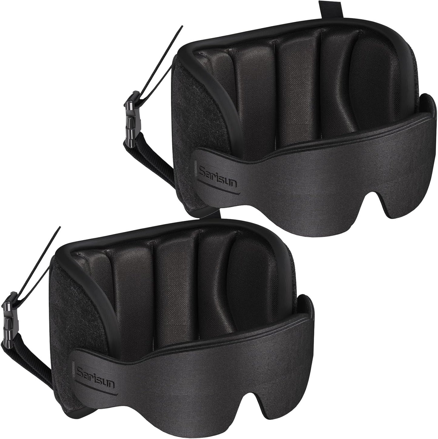 SARISUN Travel Pillows for Airplanes, 2pcs Airplane Pillows for Long Flight with Sleep Eye Mask, Plane Head Strap for Road Trip, 360° Support for Sleeping, Stop Bobblehead Travel Essentials, Black