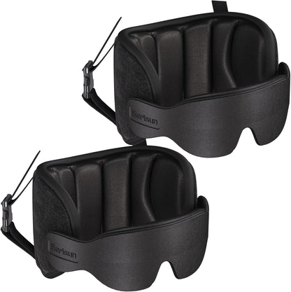 SARISUN Travel Pillows for Airplanes, 2pcs Airplane Pillows for Long Flight with Sleep Eye Mask, Plane Head Strap for Road Trip, 360° Support for Sleeping, Stop Bobblehead Travel Essentials, Black