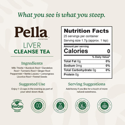 Pella Nutrition Liver Cleanse Caffeine-Free Loose Leaf Tea - 25 Servings