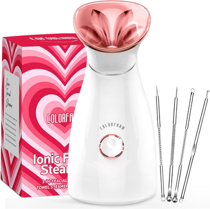 Colorfarm Facial Steamer Spa Kit with 17 Skin Care Tools for Home Spa