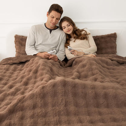 Heated Blanket Throw 50" x 60" - Soft Flannel Sherpa Electric Blanket Throw with 5 Heating Levels & 4 Hours Auto Off, Machine Washable, Ideal Gift for Grandma (Purple)