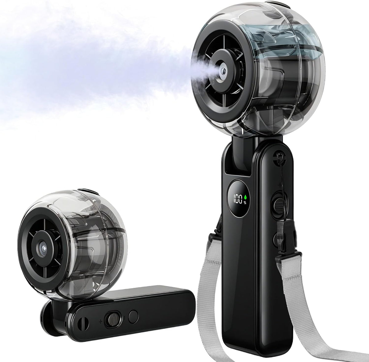 Portable Fan Handheld, Powerful Cooling Misting Fan Rechargeable