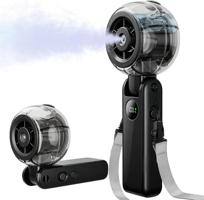 Portable Fan Handheld, Powerful Cooling Misting Fan Rechargeable