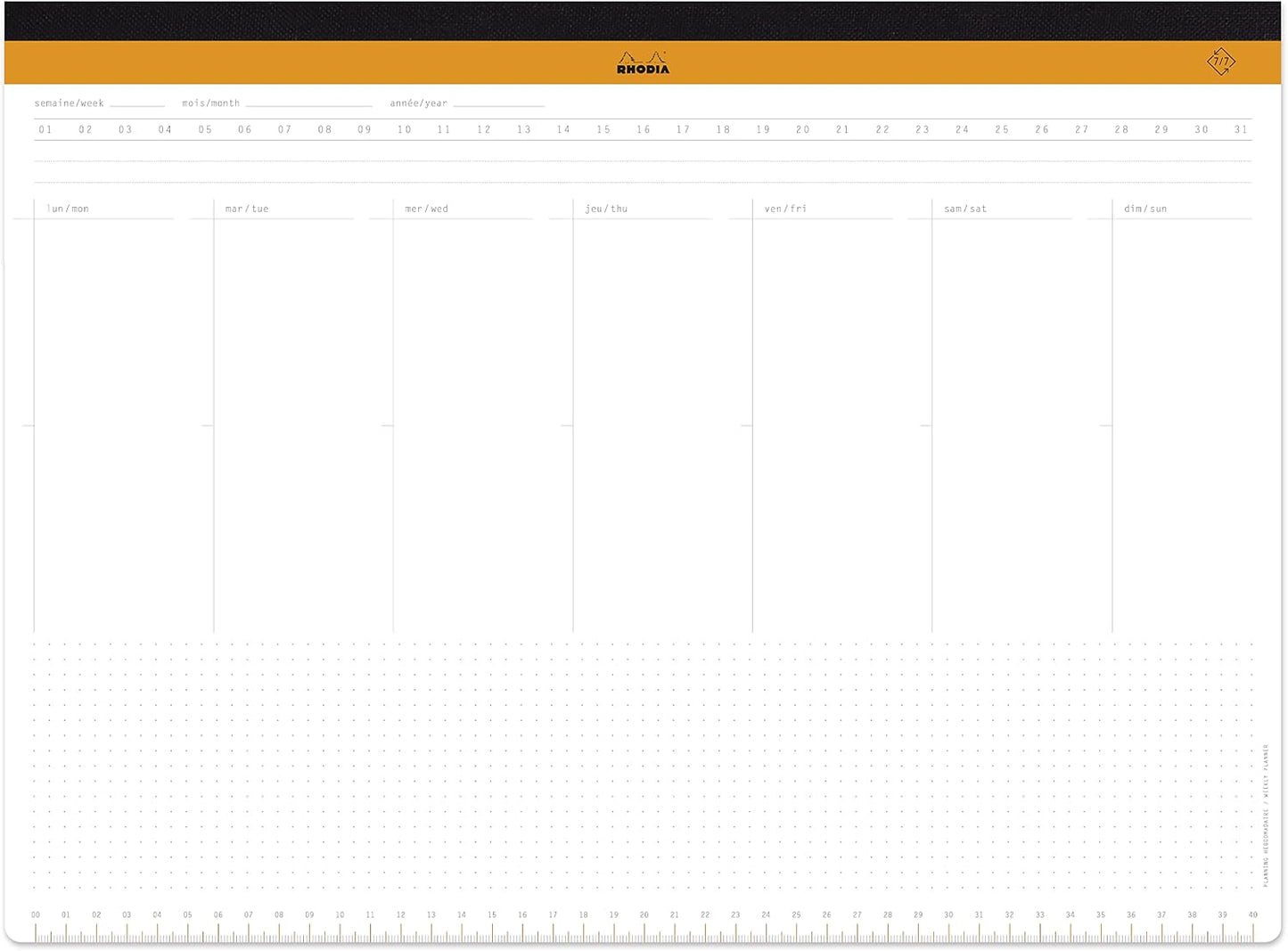Rhodia -Ref 194041 - Undated Weekly Desk Pad - Premium 80 GSM White Paper -16 1/2 x 12 1/8" - 60 Sheets