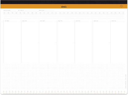 Rhodia -Ref 194041 - Undated Weekly Desk Pad - Premium 80 GSM White Paper -16 1/2 x 12 1/8" - 60 Sheets