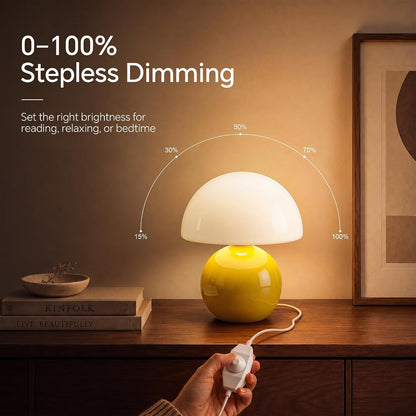 Dawnwake Mushroom Lamp Table Lamp for Bedroom-Small Desk Table Lamps,White