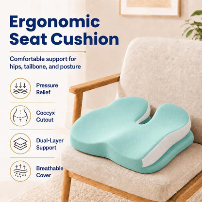 Seat Cushions for Office Chairs Wheelchair Cushion for Long Sitting Back Pain，Memory Foam Seat Car Computer Desk Chair Cushion，Coccyx Cushion for Tailbone Pain Relief Cushion Office Chair Black