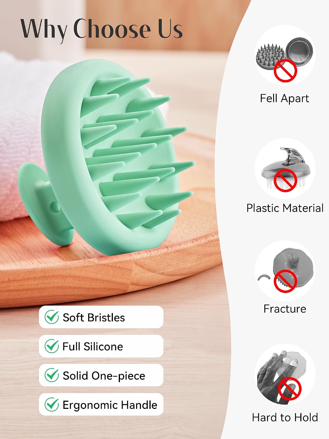 HEETA Scalp Massager Hair Growth, Scalp Scrubber with Soft Bristles, Integrated Silicone Design, Exfoliator for Dandruff Removal & Relaxation, Shampoo Brush Fit Wet Dry Hair Use, Black