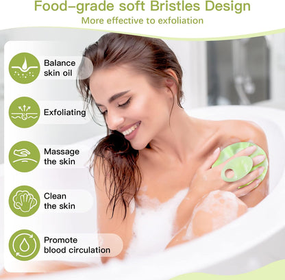 INNERNEED Soft Silicone Body Cleansing Brush Shower Scrubber, Gentle Exfoliating and Massage for All Kinds of Skin (Dark Green)
