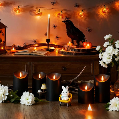Nimiko Flameless Candles with Remote, Battery Operated Flickering Flameless Candles, LED Candles with Timer 2/4/6/8H, with Realistic LED Candles Set of 9 (D3 x H 3" 4" 5" 6" 7") (Ivory)