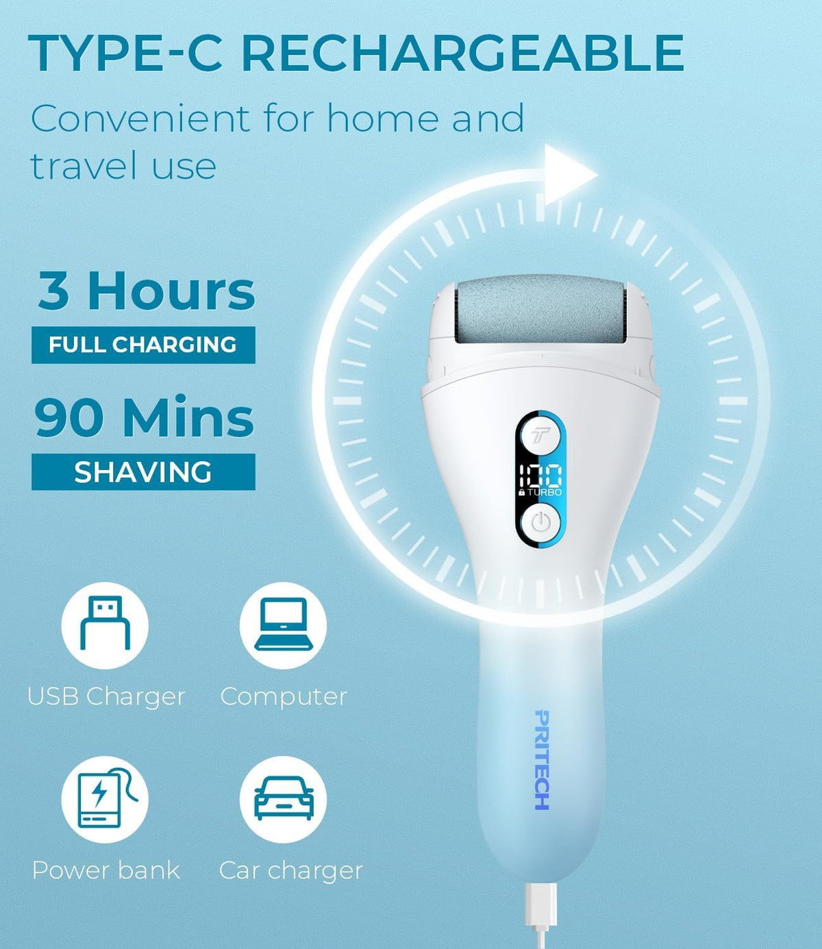 Foot Callus Remover for Feet Rechargeable Waterproof Pedicure Tool for Feet
