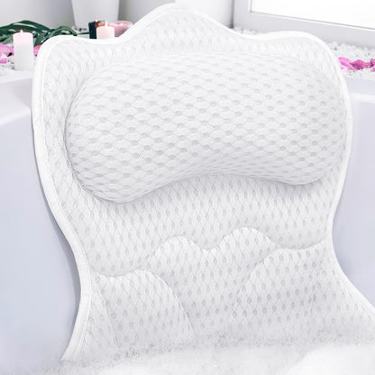 REEZEIVI Bath Pillows for Tub,Bath Pillow with 6 Non-Slip Suction Cups,Soft 4D Mesh Fabric,Bathtub Pillows for Tub Neck and Back Support,Extra Thick Luxury Bathtub Pillows,Grey