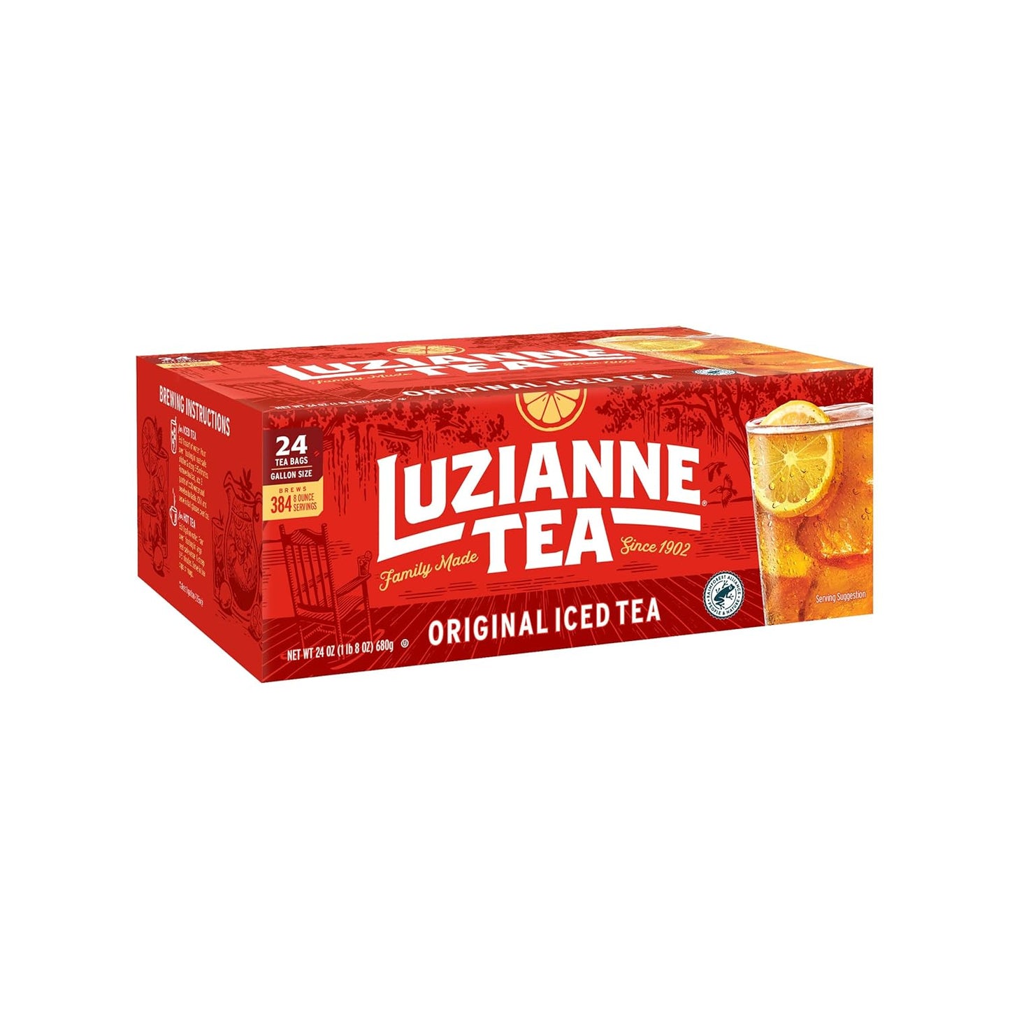 Luzianne Unsweetened Hibiscus Iced Tea Bags, Family Size, 22ct Box (Pack of 6)