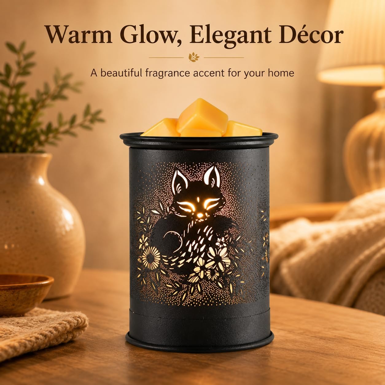 kobodon Wax Melt Warmer Metal Wax Warmer for Scented Wax Electric Fragrance Candle Oil Burner 2 in 1 Wax Melts as Gifts for Moms Grandma Women Girls(Sunflower)