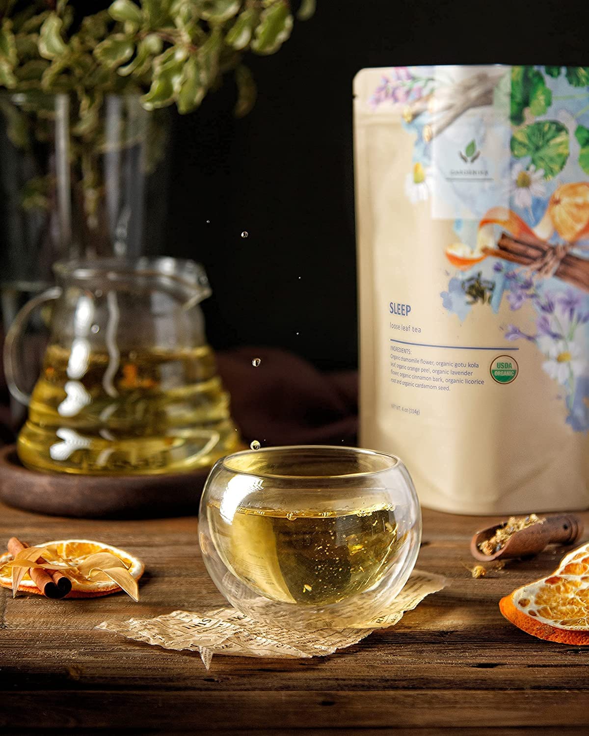 Gardenika Organic Loose Leaf Tea Sampler – 8 Pack, 1 LB – Herbal and Naturally Caffeine-Free Set - Ayurvedic Assortment Blend