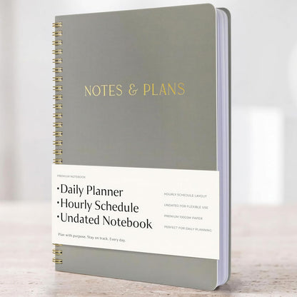 Beautiful Daily Planner And Notebook With Hourly Schedule - Spiral Notebook