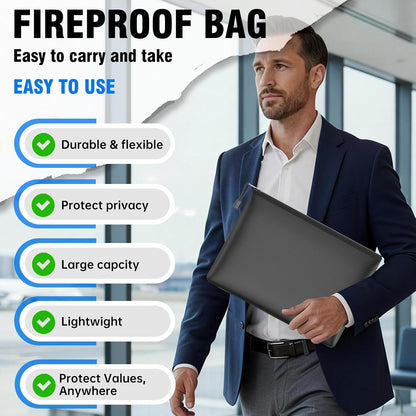 Fireproof Document Bag with Zipper,File Organizer,13.5"x10", 5 Pack