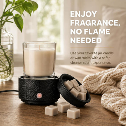 mocosa Ceramic Wax Warmer Wax Melt Warmer for Scented Wax 3-1 Electric Candle Warmer Home Fragrance Wax Burner for Mom Women(White-Fan Shaped)