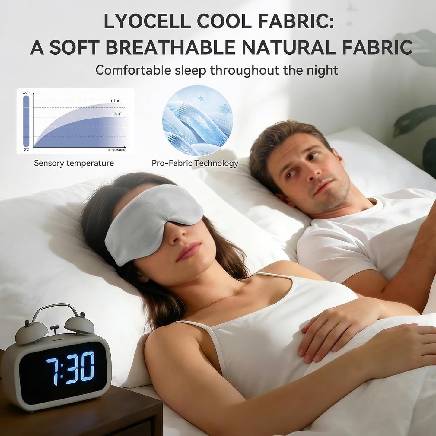 Lyocell Weighted Sleep Eye Mask for Women Men, 5.3oz & 7oz, Cooling, Removable Washable Weighted Bag, Light Blocking Eye Cover, Soft Eye Shade for Travel Essentials, Office Naps, Gift,Purple