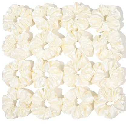 16 Pcs Scrunchies for Women - Black Satin Silk Scrunchies for Girls Hair Ties Elastics Bands Ponytail Holder Hair Accessories