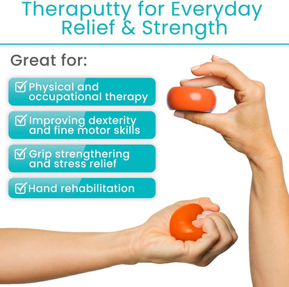 Vive Therapy Putty for Adults, for Hand (2 Pack) - Occupational Sensory Stress Relief Tools - for Physical Exercise, Finger Pain, Grip Strength, Rehab, Arthritis, Forearms, Fidgeting, Motor Skills