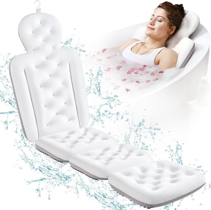 Full Body Bath Pillow for Bathtub, Thick Bathtub Cushion, Luxury Tub Pillow for Bath for Headrest Neck and Back Support White 51" x 16"