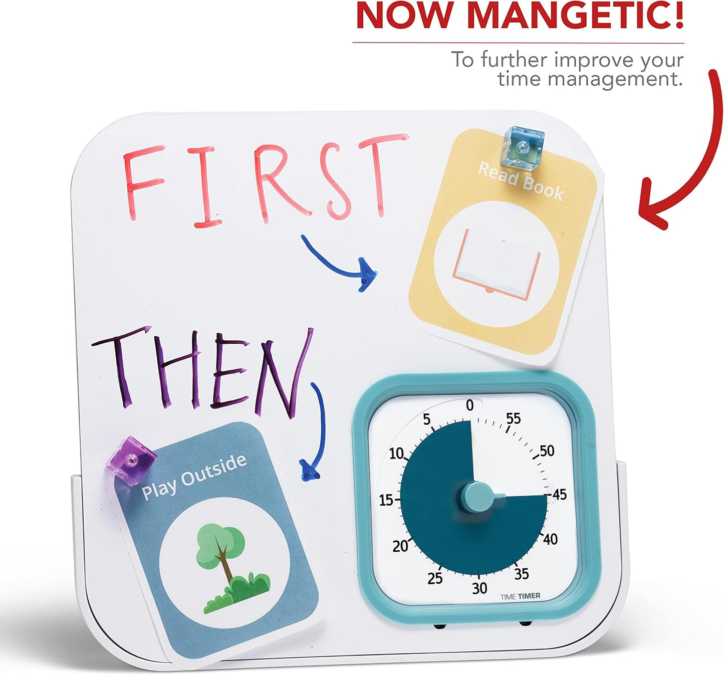 TIME TIMER MOD with Dry Erase Board — 60-Minute Visual Countdown Timer with Magnetic Whiteboard — for Notes, Chores, Classroom and Office Reminders, Visual Schedules, for Kids and Adults (Charcoal)