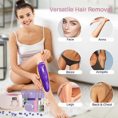 BLITZWAX Brazilian and Bikini Waxing Kit for Women, Hard Wax Warmer for Face, Legs and Body, At Home Hair Removal Kit, Beginner Friendly, Digital Fast Heating, 51 Wax Items