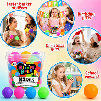 Squishy Stress Balls for Kids Adults: 18 Pack Fidget Toy Bulk for Prize