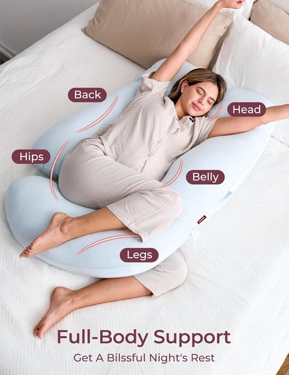 Momcozy Cooling Pregnancy Pillow - U Shaped Full Body Maternity Pillow