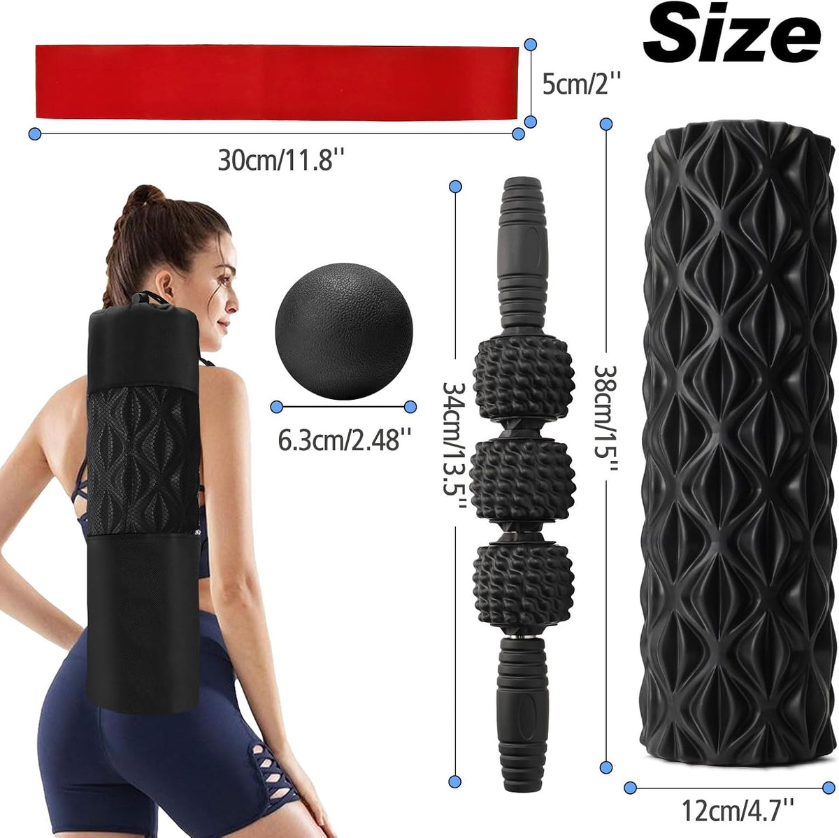 5 in 1 Foam Roller Set High Density Patented Foam Roller for Exercise