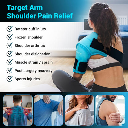 Comfytemp Shoulder Ice Pack Wrap Shoulder Brace Compression Sleeve for Shoulders Pain Relief, 2 Gel Ice Packs for Injuries Reusable, Cold Therapy for Rotator Cuff Recovery, Fathers Day Dad Gifts Men