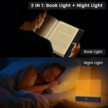 easuntec Book Light, Rechargeable Reading Light with Eye Protection - 3 Color Temps Timer Dimmable, Book Lights for Reading at Night, Flat Book Lights Gifts for Book Lovers Students Readers (Black)