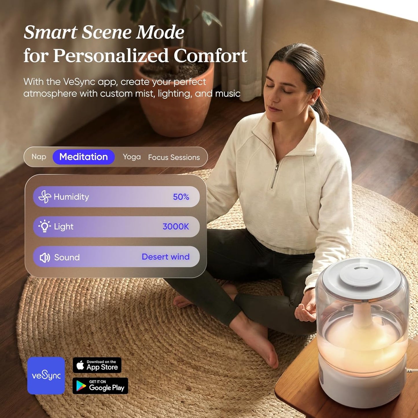 LEVOIT Humidifiers for Bedroom Large Room Home, (6L) Cool Mist Top Fill Essential Oil Diffuser for Baby & Plants, Smart App & Voice Control, Rapid Humidification & Auto Mode - Quiet Sleep Mode, Gray