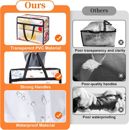 SpaceTrove Clear Storage Bags, 4-Pack Under Bed and Closet Organizers 40L