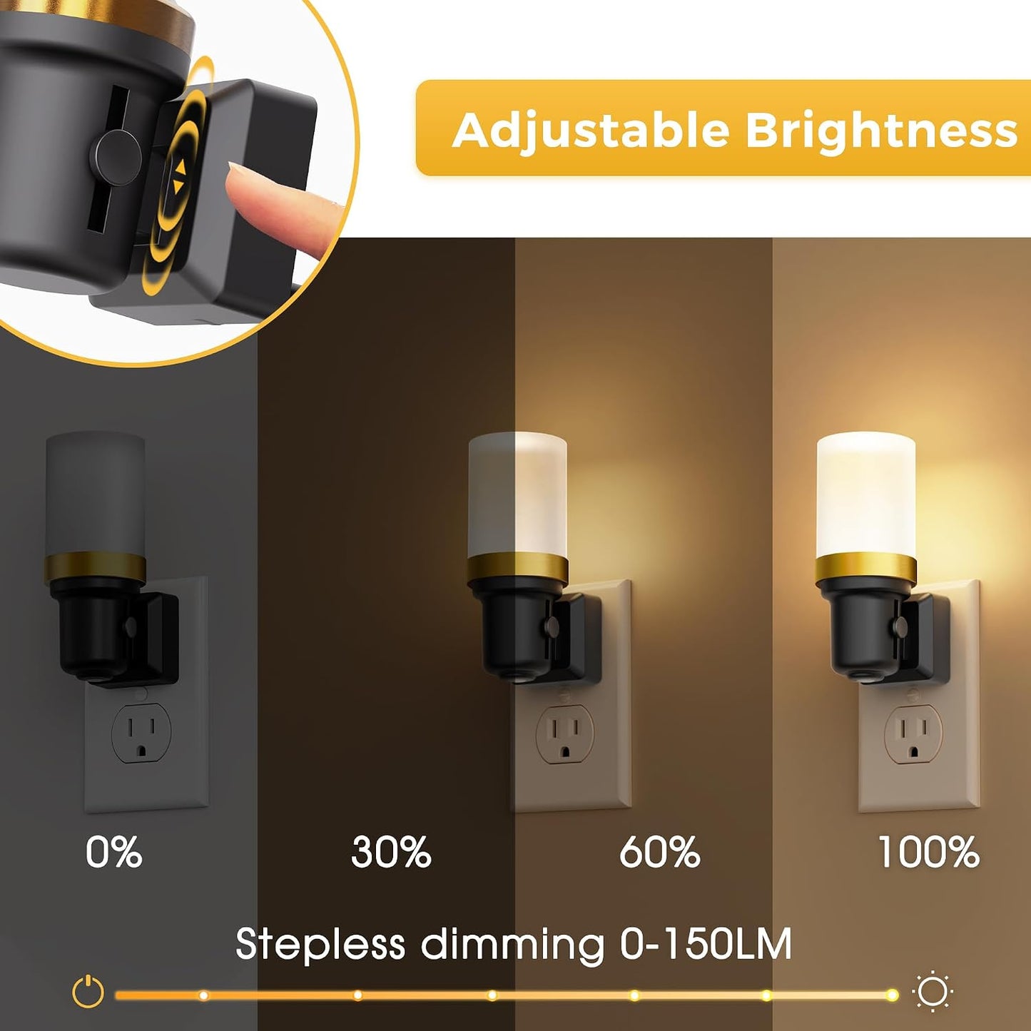 L LOHAS LED Night Light, Dimmable Night Lights Plug into Wall, Automatic Night Lights Plug in with Auto Light Sensor,Adjustable Brightness Amber LED Night Light, for Bedroom Hallway Home Decor