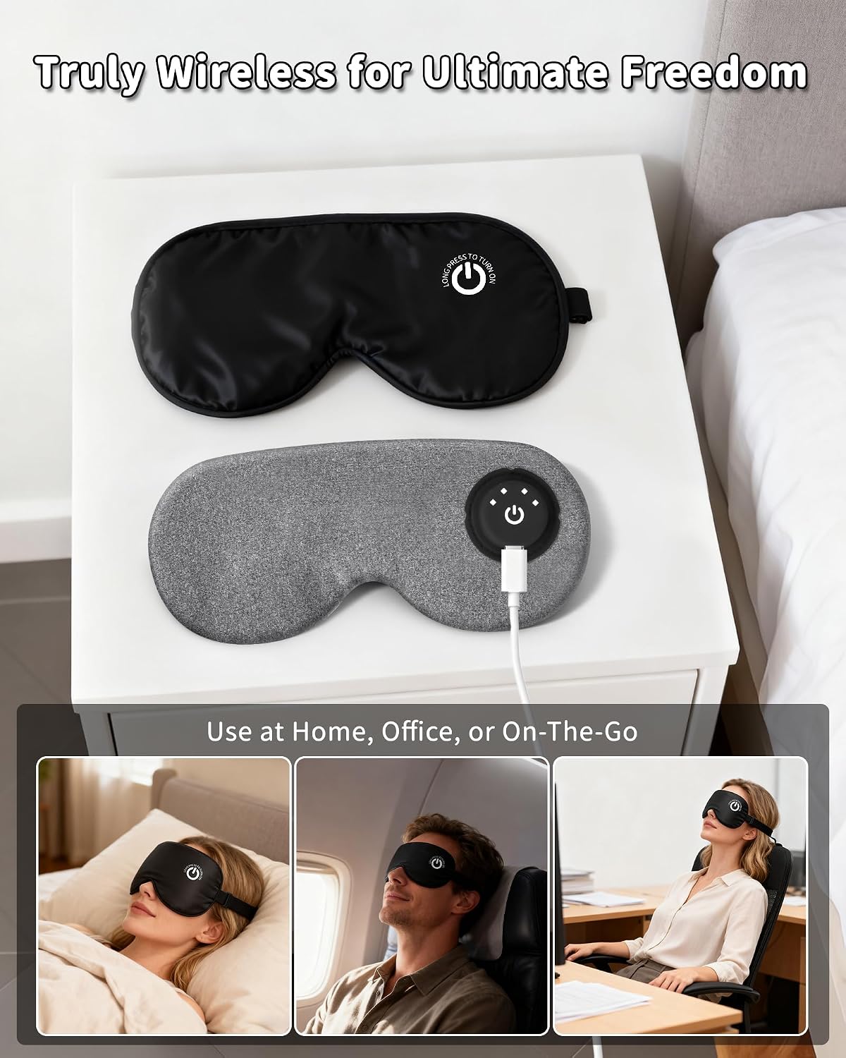 Heated Eye Mask for Dry Eyes, Cordless Rechargeable Warm Compress with 100% Mulberry Silk Cover, 3 Heat Settings, 20-Min Auto-Off, FSA-HSA Eligible Eye Mask for Home, Office & Travel