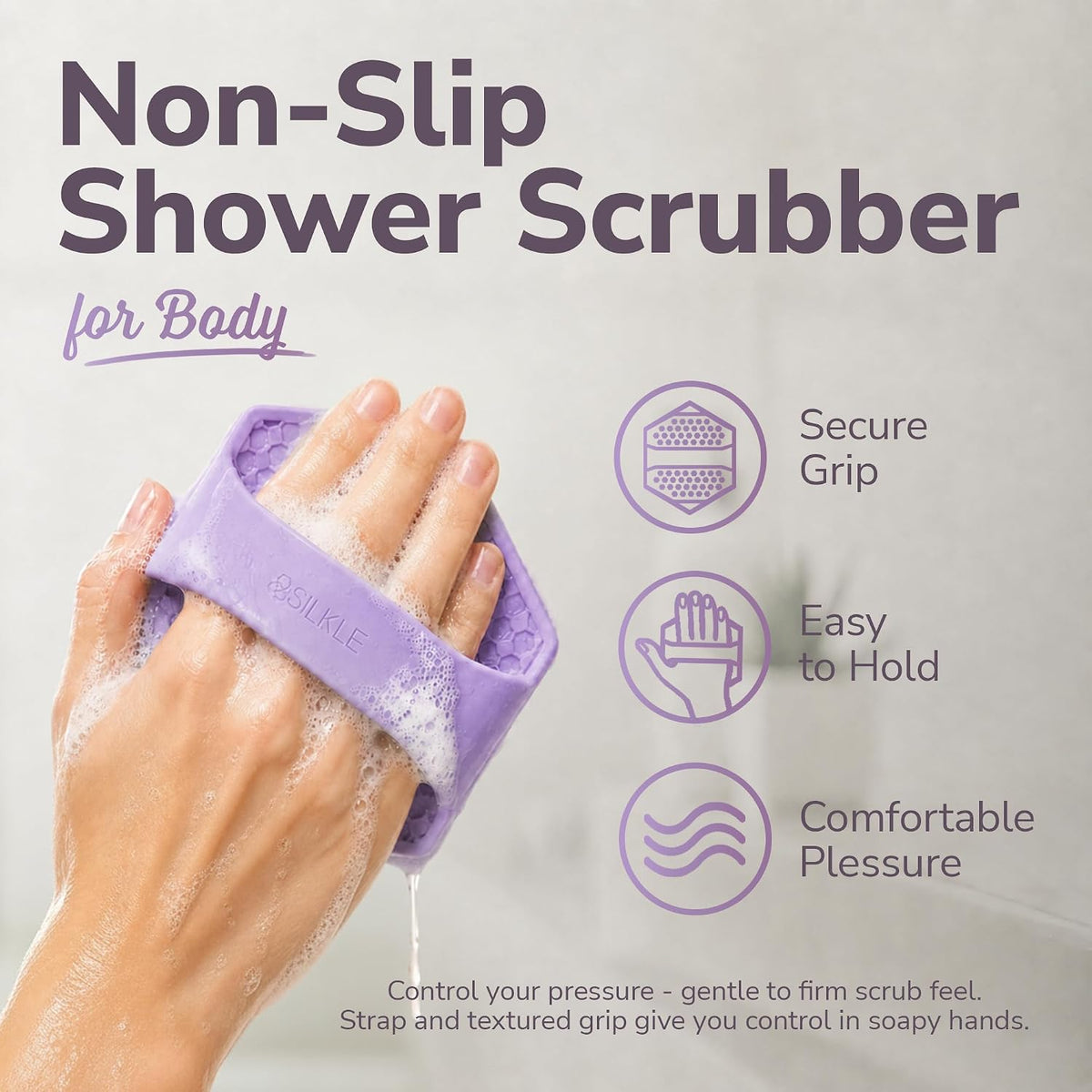 SILKLE Silicone Body Scrubber Exfoliator, Shower Scrubber & Silicone Loofah