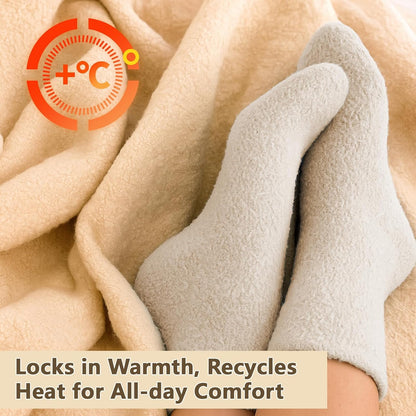 5 Pairs Fluffy Socks Womens Fuzzy Socks, Cozy Winter Sleep Sock for Women, Girls, Kids, Warm Microfiber Soft Sock