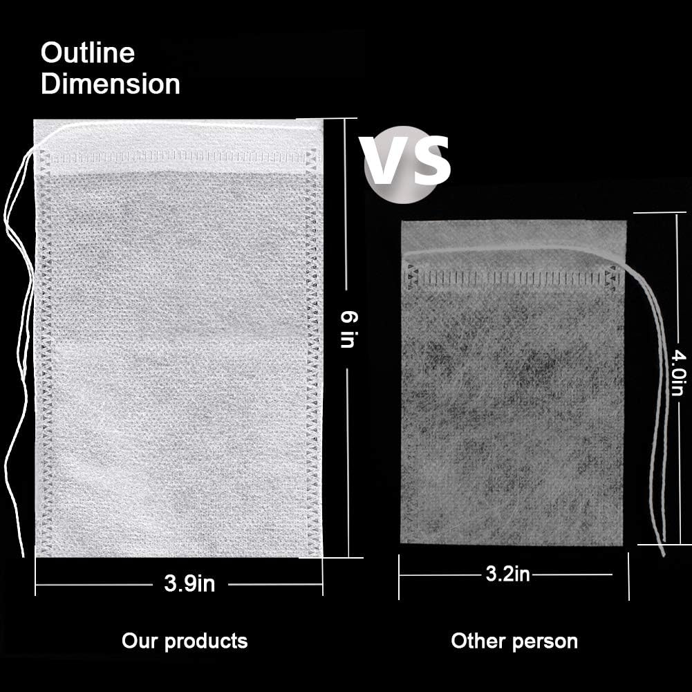 300Pcs Disposable Tea Bags for Loose Leaf Tea, Empty Tea Bags for Loose Tea, 100% Natural Wood Pulp Paper Material, Unbleached Tea Filter Bags with Drawstring