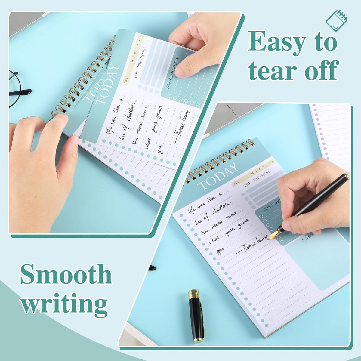 Thboxes 2 Pack To Do List Notepad, A5 Undated Daily Planner Task Checklist