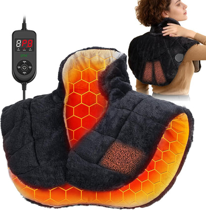 UTK Weighted Heating Pad for Neck and Shoulders and Back, 30s Fast Heat | Premium Faux Rabbit Fur Fabric, 6X Deeper Pain Relief, 8 Heat Settings, 4H Auto Off, Memory Function, 24"x 20", Women Gifts