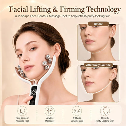 Wireless Face Massager Tool, 8-Roller 3D Face Roller for Women