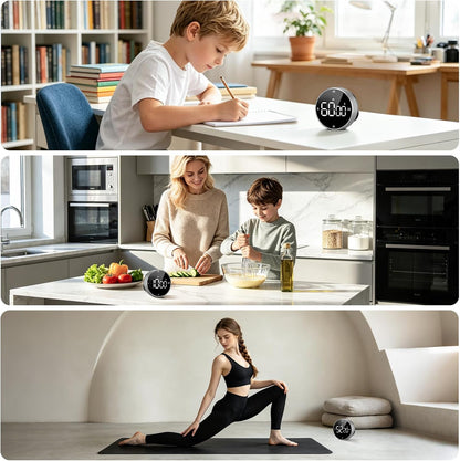 Seniny Digital Kitchen Timer with Magnetic - Visual Timer with Large LED Display, Pomodoro Classroom Timers with 3-Preset Times, Volume Adjustable, Countdown & Count Up Timers for Cooking