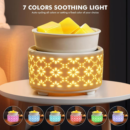 EQUSUPRO Wax Melt Warmer for Scented Wax Melts 3-in-1 Electric Ceramic Candle Wax Warmer Burner Fragrance Wax Melter for Home Office Bedroom Gift & Decor (Leaf)