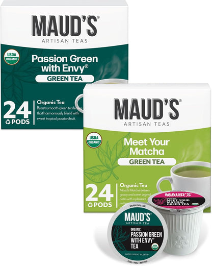 Maud's Organic Chamomile Lavender Tea Pods, 24 ct, Single Serve Pods – 100% Gourmet Blended Tea Leaves, Compatible with Keurig K Cups Maker