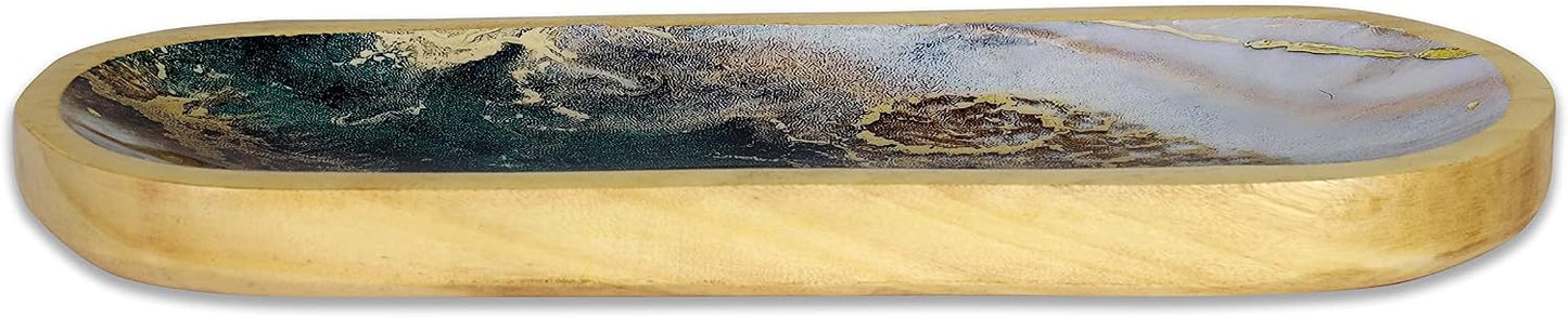 Bless-International Traditional-Handmade-Tray-Burner Wooden-Trat-Incense-Stick-Holder Ash-Catcher-Stand for-Aromatherapy-Meditation-Yoga (11x4x1.22 Inches)
